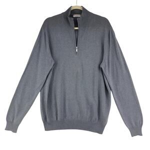 Federico Cashmere Men Size 52 US M Sweater Silk Blend Knit Quarter Zip Grey Gray